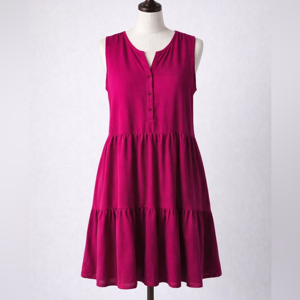 LADY SUN Fuchsia Sleeveless Tiered Women’s Dress Size 2X/XXL